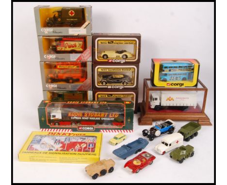 A collection of original vintage 1980's & later Corgi & Dinky diecast model cars to include; Eddie Stobart 59503 Scania, Dink