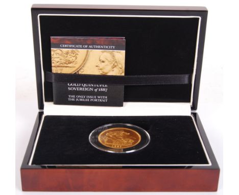 A Queen Victoria 1887 22ct gold Quintuple Sovereign. Featuring the Jubilee Portrait of Queen Victoria to the front and St Geo