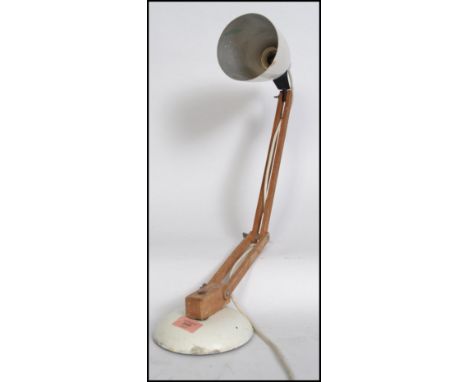 A Terence Conran ' Mac ' Lamp - anglepoise desk lamp circa 1950's - mid century having white shade with wooden arm and white 