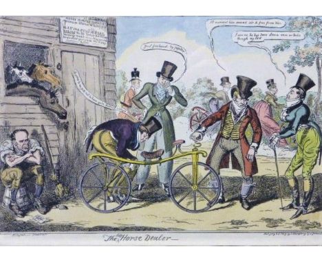 The Hobby Horse Dealer.  A horizontal format mounted, framed and glazed hand-coloured print published by G. Humphrey, 1819, a