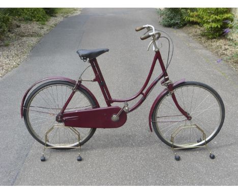 A Gladiator Sprung-Frame Lady's Bicycle. Currently finished in red enamel with nickel-plated component parts, it has a 22-inc
