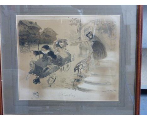 Henri Mirande (1875-1955) 'Scorching'.  An original sepia-coloured lithographic print published by Fortier et Marotte in Marc