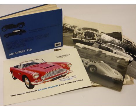 Aston Martin DB4 Sales Brochure 4pp in clean condition, some light creasing. Also, a handbook for all models 1921 - 1958, wit