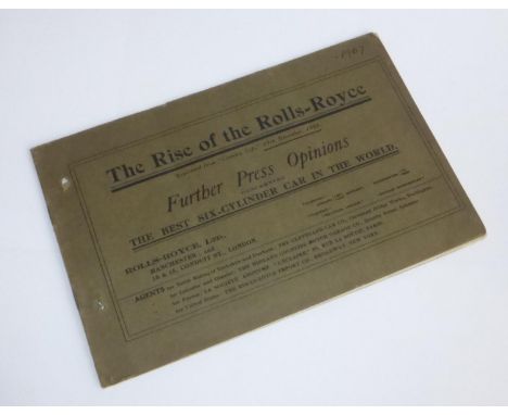 The Rise of the Rolls-Royce. A 1907 factory promotional booklet of 12pp and cover, being a reprint from a Country Life magazi