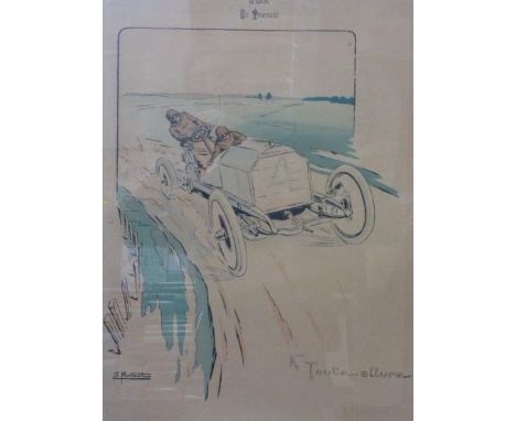 Ernest Montaut (1879-1909): A Toute-Allure.  Original lithograph, vertical format, framed, mounted and glazed, visible image 