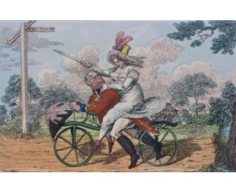 A R---L Hobby &amp; Going to Hobby Fair.  Two horizontal format mounted, framed and glazed hand-coloured prints, the first un