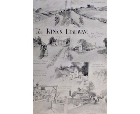 Frank (Pat) Patterson.  A pen and ink depiction 'The King's Highway, And Ours!'' being seven vignette images in a portrait fo