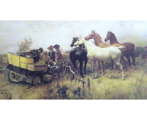 Baxon - Marine Lithographic Print.  An untitled coloured lithographic print dating from the early 1900s, depicting a small po