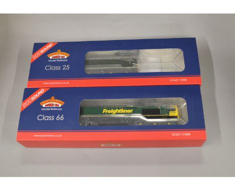 OO Gauge. 2 boxed Bachmann Locomotives with DCC Sound, 32-330DS Class 25/1 Diesel D5183 BR Green together with 32-728DS Class