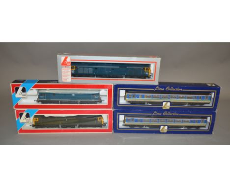 OO Gauge. 3 boxed Lima Locomotives, 205213, 205223 and 205009A6 a Class 50 D400 in BR blue together with Lima L204895 Class 1