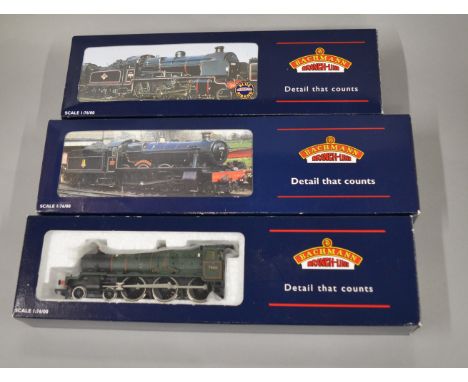OO Gauge. 3 boxed Bachmann Locomotives, 32-152 N Class 31813&nbsp; BR lined black Late Crest, 31-776 Modified Hall 7915 'Mere