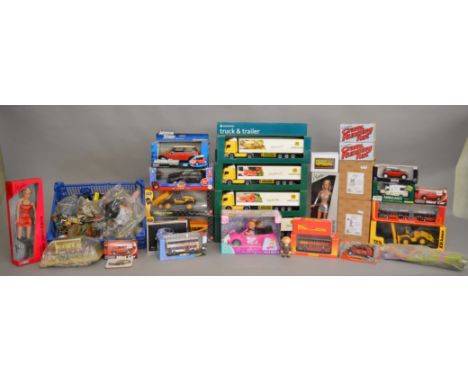 A mixed lot which includes diecast made by Chad Valley, Creative Master Teamsters, Happy Meal toys, Sindy, Flintstones toys e