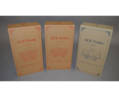 O Gauge. 3 boxed Ace Trains (London) Wagon sets, 'Set C' containing 3 Nestle Milk Tankers, 'Set 4' containing 3 Vans LMS/GC/E