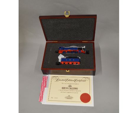 OO Gauge. A Bachmann 2-8-0 Locomotive model with Tender housed in a wooden case, LMR 'Sir Guy Williams 400', with certificate