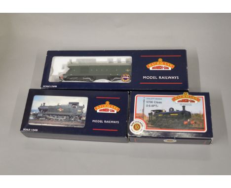 OO Gauge. 3 boxed Bachmann Locomotives, 31-902A 57xx BR black L/C '5775', 32-135Y&nbsp; 4575 Prairie Tank 5552 BR lined green