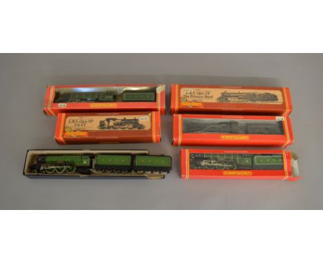 OO Gauge. 5 boxed Hornby Locomotives, R.088 LMS Class 4P 2-6-4T, R.141 GWR 4-6-0  Saint Class, R.398 LNER 4-6-2 'Flying Scots