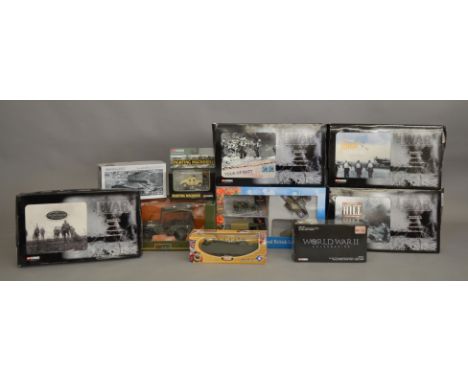 10 boxed Military diecast vehicles by Corgi and others including a UT Models 'Willy's Jeep' in 1:18 scale, a Solido Amphibiou