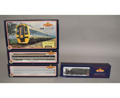 OO Gauge. A boxed Bachmann 31-500A 158 2 car DMU Regional Railways pack together with a boxed 32-354A Standard Class 4MT Tank