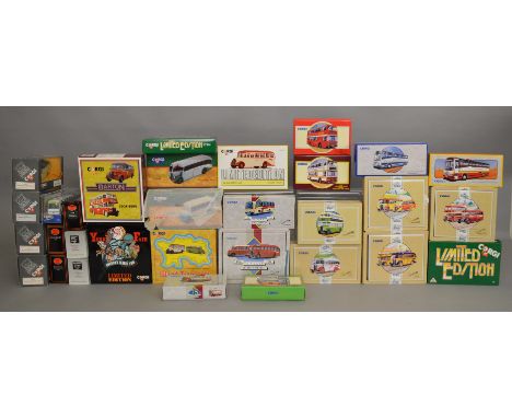 31 boxed diecast models by Corgi and EFE, mostly bus and coach models including a number of Bedford OB Coaches from the Corgi