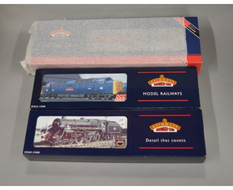 OO Gauge. 3 boxed Bachmann Locomotives, 31-501 Standard 5MT BR black BR1B Tender '73158',  32-525DS Class 55 D9007 'Pinza' BR