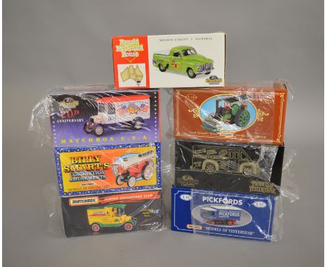 7 boxed special edition diecast by Matchbox, which includes; Y-19 Fowler Showmans engine, YY012/SA, Pickfords Y-37 1929 Garre