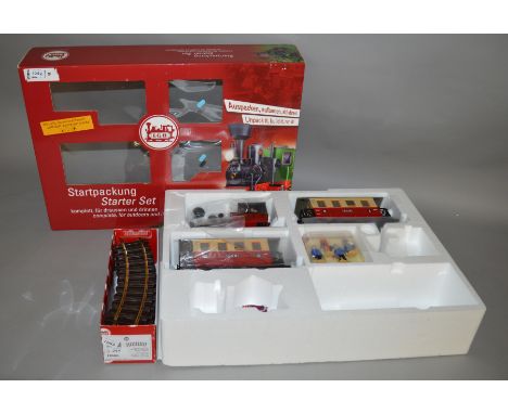 G Gauge. A boxed LGB 78302 Passenger Starter Set together with a 11000 box of Curved Track (containing 10 sections) and good 