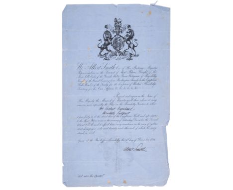 Mont Blanc.- Smith (Albert Richard, author, public lecturer, and mountaineer, 1816-60) Faux passport issued by Smith giving p