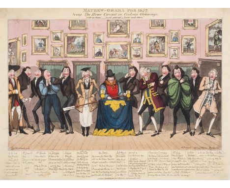 Charles Mathews.- Heath (Henry) Mathew-Orama for 1827, etching with full original hand-colouring, on wove paper without hand-