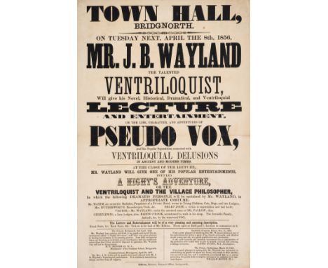 Ventriloquism.- Town Hall, Bridgnorth...Mr. J.B. Wayland the Talented Ventriloquist...On the Life, Character, and Adventures 