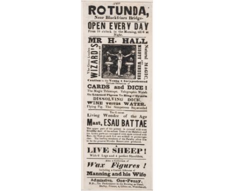 Conjuring tricks.- Rotunda Newar Blackfriars Bridges...Mr H. Hall The Great London Wizard's Entertainments of Natural Magic, 