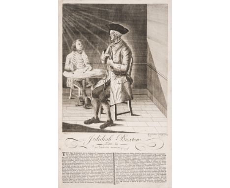 Mathematical genius.- Holme (R.) Jedidiah Buxton / Ætat. 60, Numerous memini / Virgil,  etched and engraved portrait, letterp