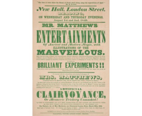 Magic.- Mr. Matthews...Entertainments of Ancient and Modern Magic, with Illustrations of the Marvellous...Artificial Clairvoy