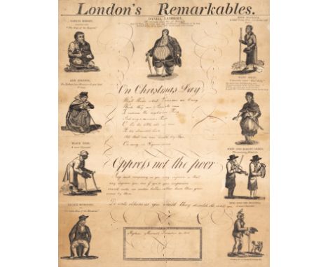 Exceptional characters.- Darton (W. & T., publisher) London's Remarkables, broadside, with nine wood-engraved vignettes surro