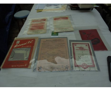 Early Football programmes of Arsenal (1944,1949 , 1950) Charlton Athletic (1955 , 1956) Brentford (1949, 1950), Tottenham Hot