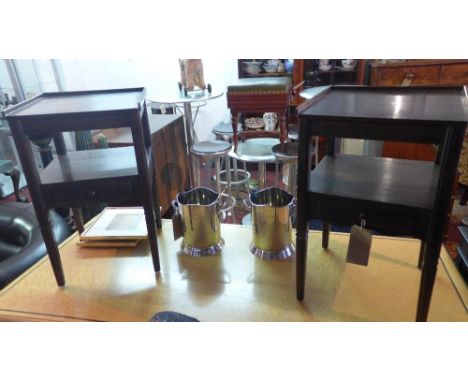 A pair of oak lamp tables, with single drawer, H.64 W.40 D.40cm 