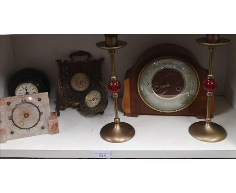 Shelf of art deco clocks etc. 