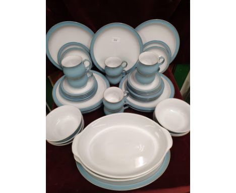 44 Piece Denby Dinner Ware Dinner Plates, Side Plates Cups and Saucers, Casserole Dishes, Sugar &amp; cream ect Pudding Bowls