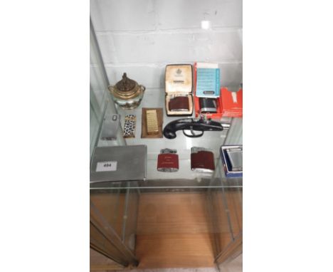 Shelf Of Collectable Lighters And Cigarette Case. 