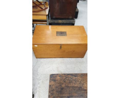 Large antique campaign Wooden Trunk. 