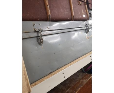Large metal travel trunk. 