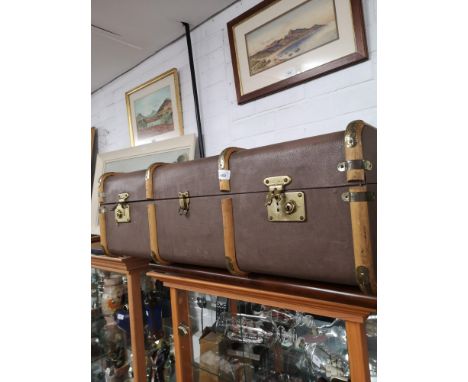 Vintage wooden bounded trunk. 