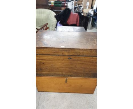 Large antique campaign Wooden Trunk. 