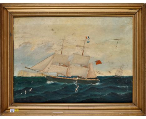 J*** R*** Gribble
(late 19th/early 20th Century)
"A PORTRAIT OF THE SNOW-RIGGED BRIG GLEANER BUILT PRINCE EDWARD'S ISLAND 184