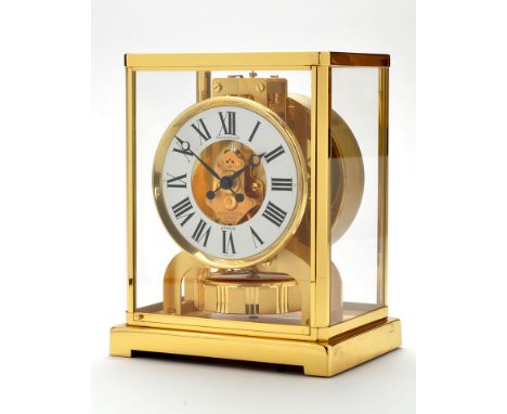 A Jaeger LeCoultre Atmos clock, with signed 4 3/4in. roman dial, visible movement, stamped with serial no. 454282 528.8, late