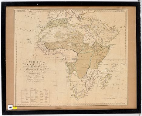 Robert Wilkinson
(c.1768-1825)
"AFRICA INCLUDING ARABIA AND THE MEDITERRANEAN"
engraving with hand-colouring, published 1802
