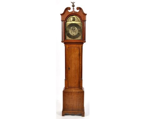 John Ogden, Darlington: an oak longcase clock, with brass roman dial, subsidiary seconds, associated movement, vacant date ap