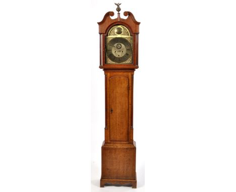 John Ogden, Darlington: an oak longcase clock, with brass roman dial, subsidiary seconds, associated movement, vacant date ap