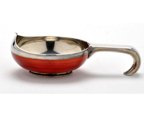 A Russian Faberge silver and enamelled Kovsh, by Anders (Antti) Nevalainen, St. Petersburg, c.1900, of traditional form, with