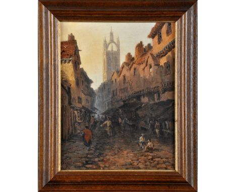 **** Niemann
(19th Century)
A NEWCASTLE BACK STREET WITH THE LANTERN TOWER OF ST. NICHOLAS' CHURCH IN THE DISTANCE
signed and