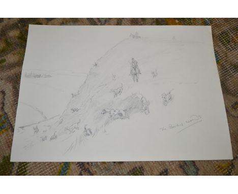 Thomas "Tom" Carr
(1912-1977)
"THE BORDER HOUNDS"
inscribed
pencil (a page from the Artist's sketch book)
25 x 34.5cms; 10 x 